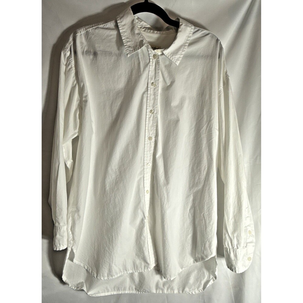Universal Thread Button Up Shirt Woman Large White Cotton Long Sleeve Collared